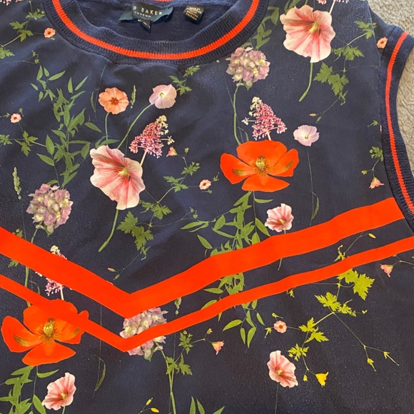 Ted Baker Navy and Red Floral Blouse - Picture 2 of 8